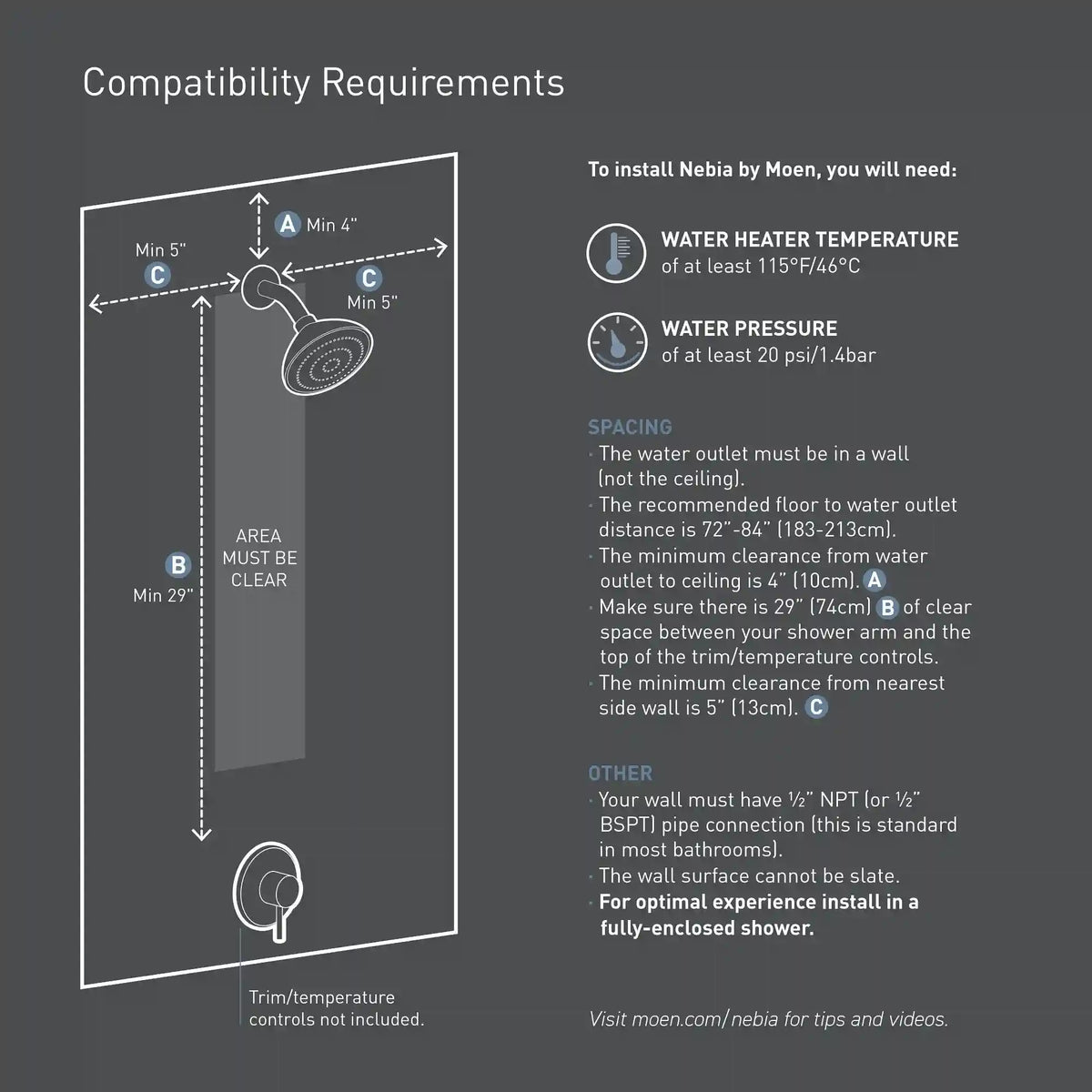Moen Spa Shower Two-Function 7.9" Diameter Spray Head Standard with Handshower