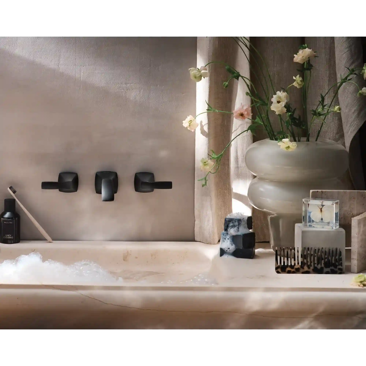 Voss Two-Handle Wall Mount Bathroom Faucet