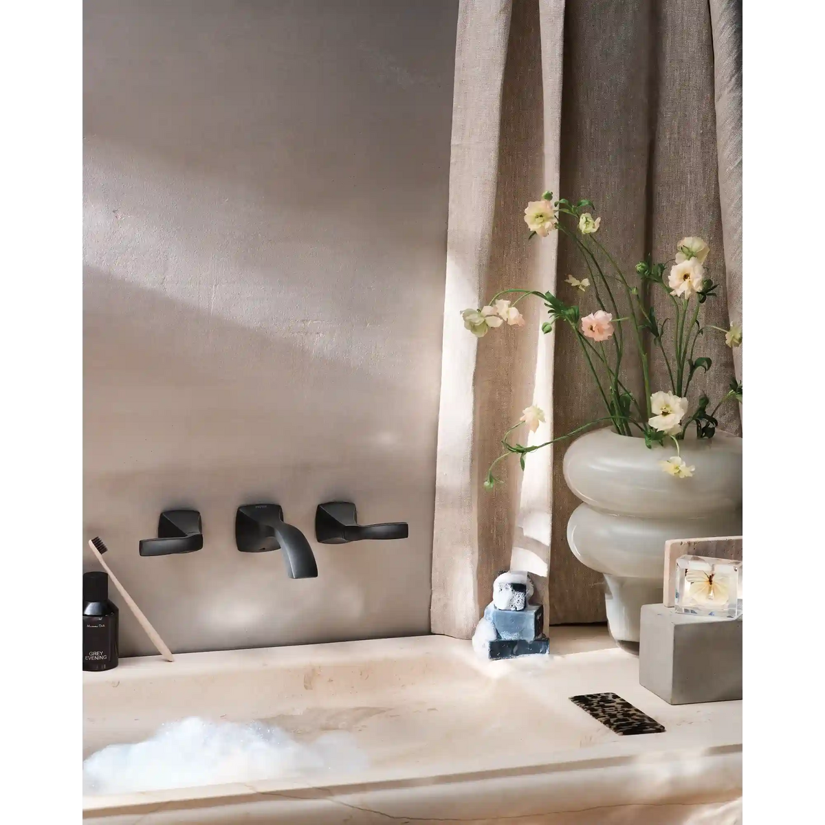 Voss Two-Handle Wall Mount Bathroom Faucet