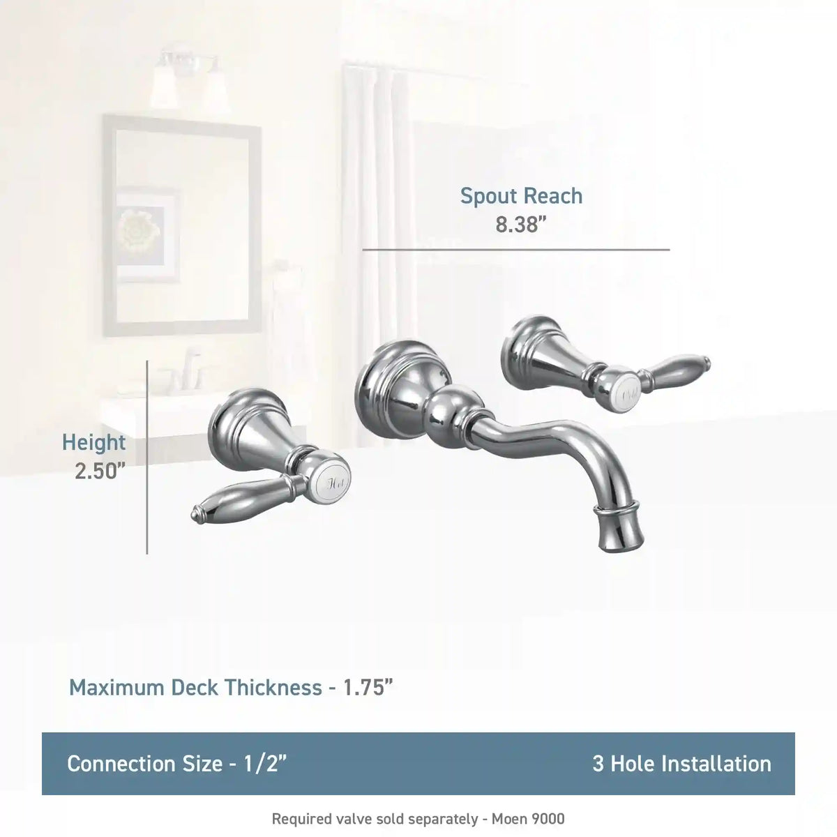 Weymouth Two-Handle High Arc Wall Mount Bathroom Faucet
