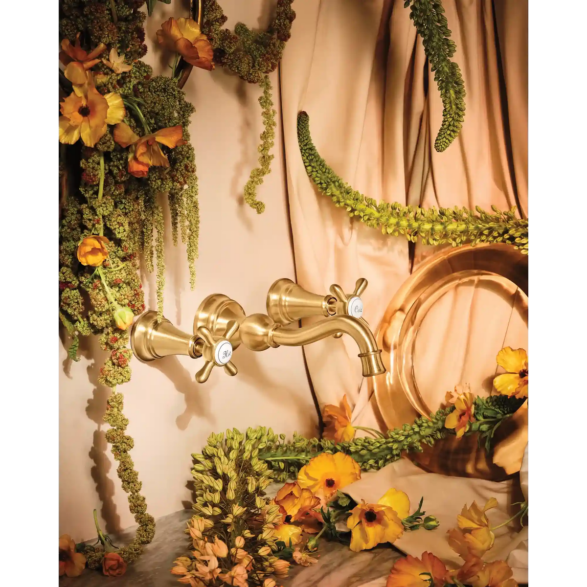 Weymouth Two-Handle High Arc Wall Mount Bathroom Faucet