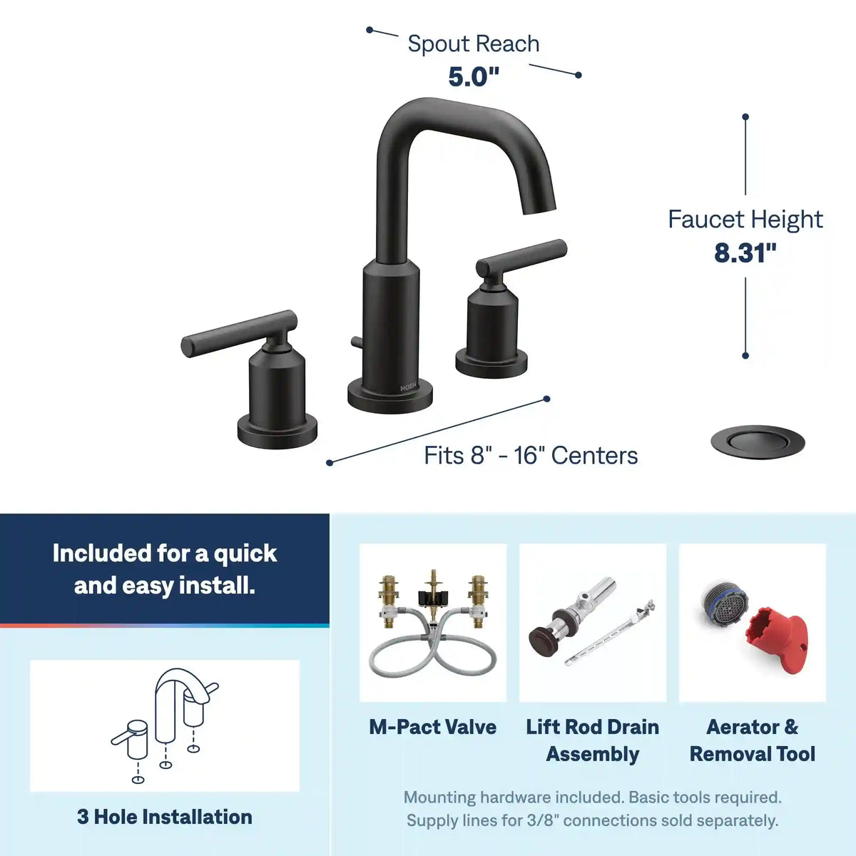 Gibson Two-Handle High Arc Bathroom Faucet