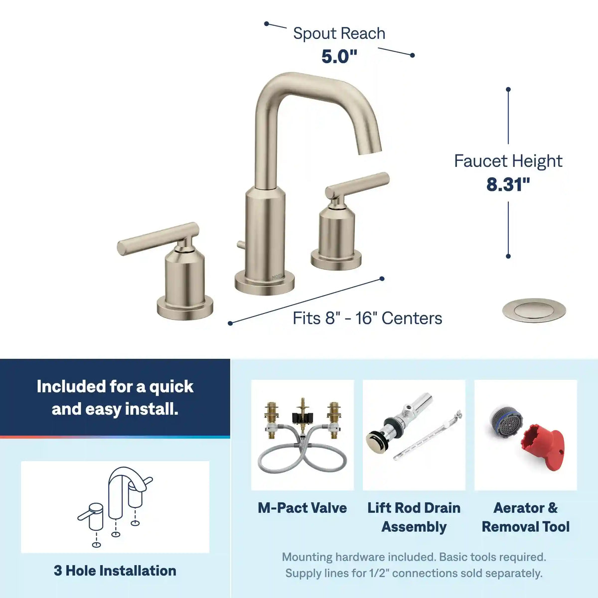 Gibson Two-Handle High Arc Bathroom Faucet