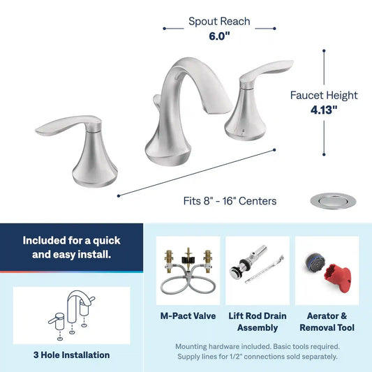 Eva Two-Handle High Arc Bathroom Faucet