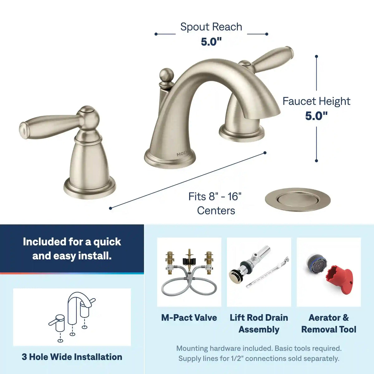Brantford Two-Handle High Arc Bathroom Faucet
