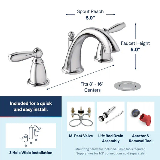 Brantford Two-Handle High Arc Bathroom Faucet