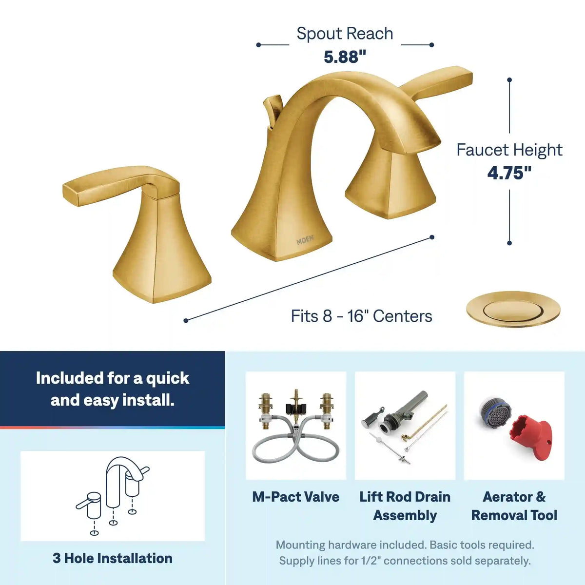 Voss Two-Handle High Arc Bathroom Faucet