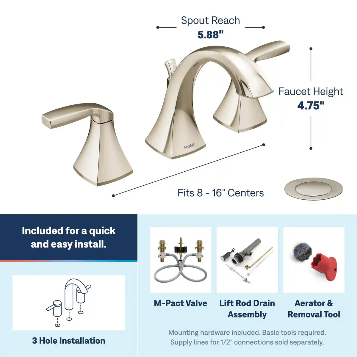 Voss Two-Handle High Arc Bathroom Faucet