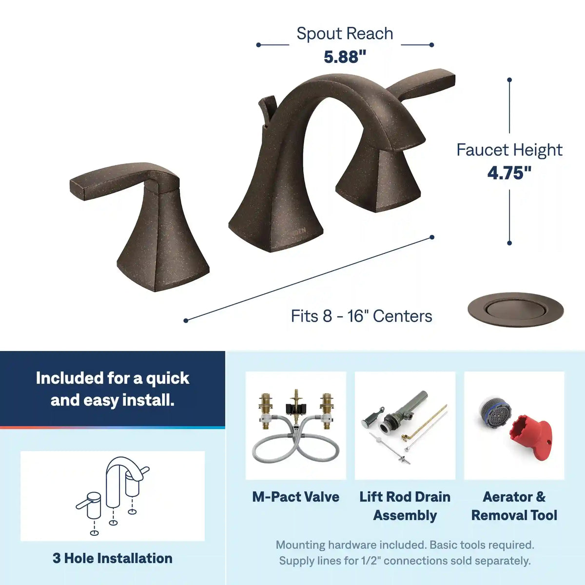 Voss Two-Handle High Arc Bathroom Faucet
