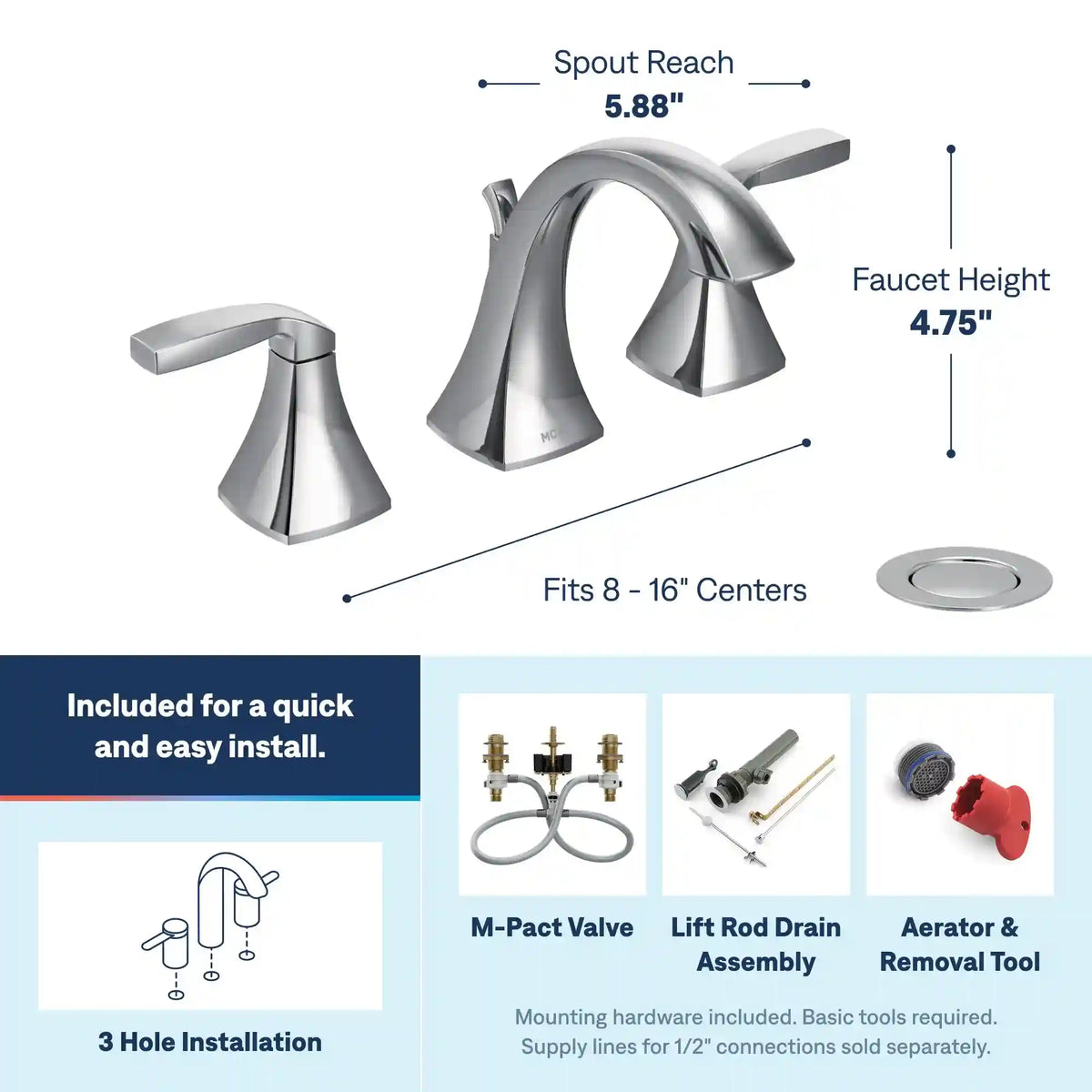 Voss Two-Handle High Arc Bathroom Faucet