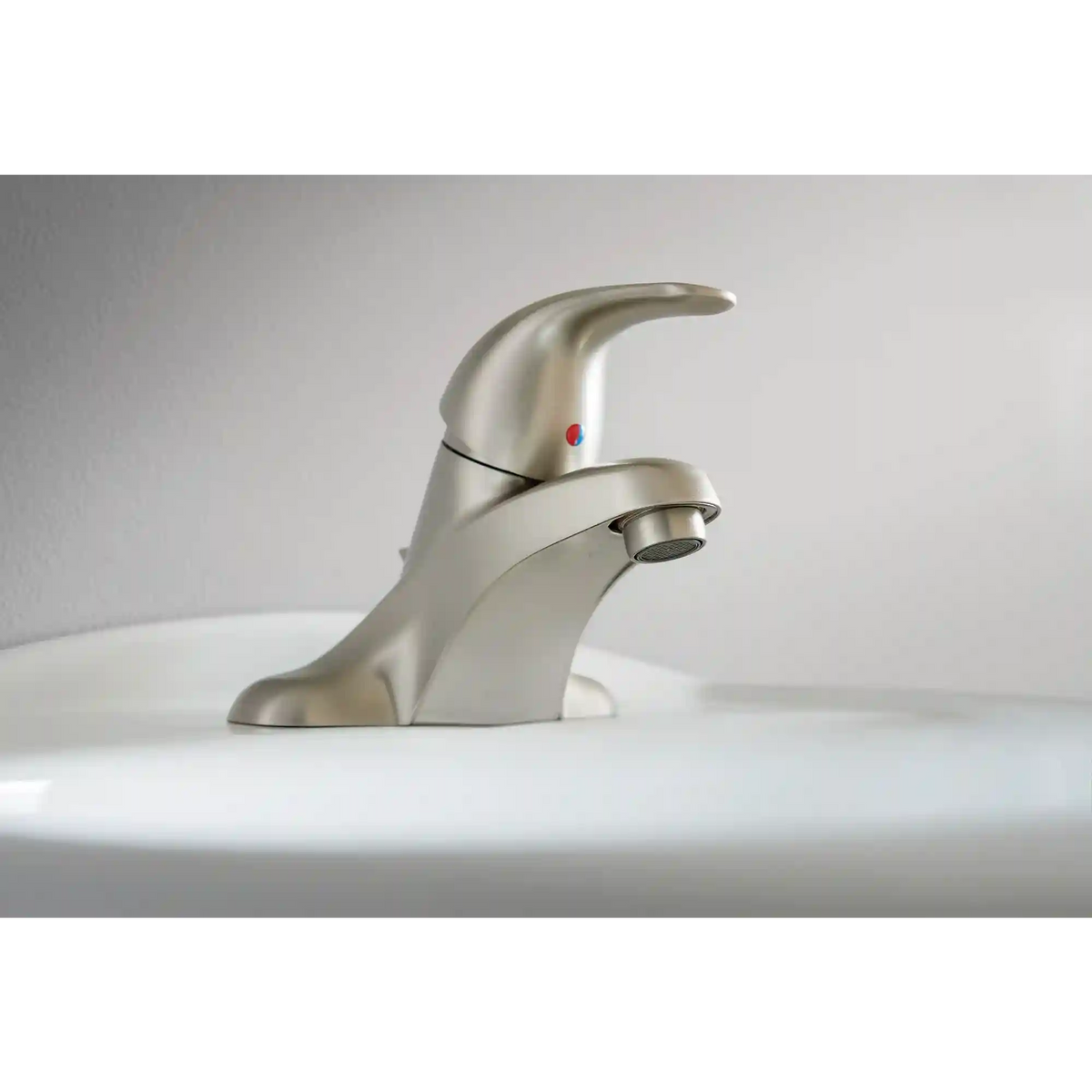 Adler Spot resist brushed nickel one-handle low arc bathroom faucet