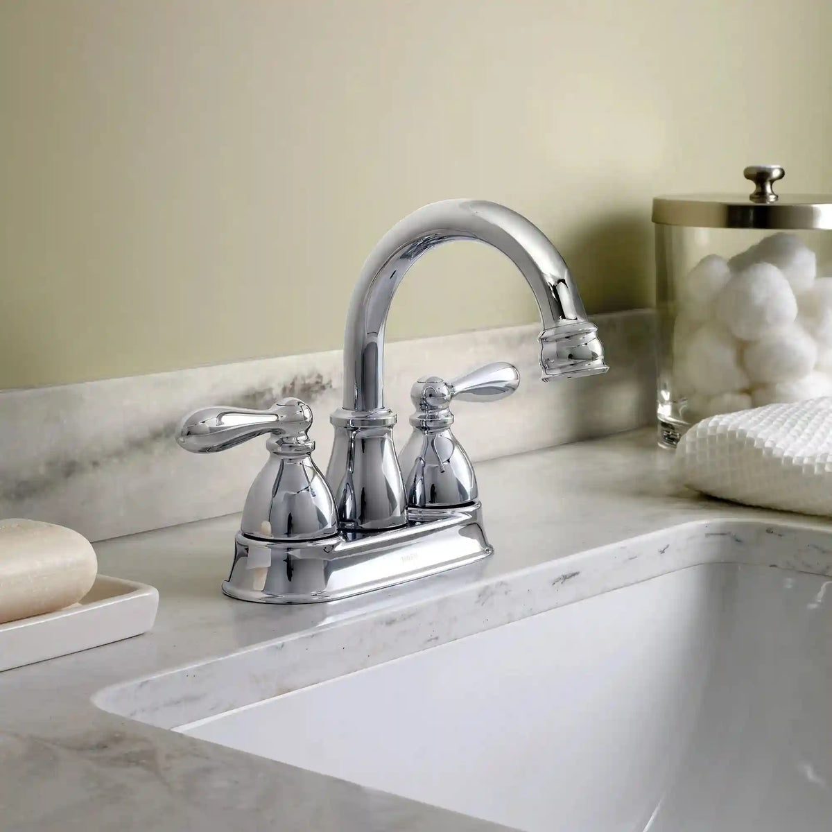 Caldwell Chrome two-handle high arc bathroom faucet