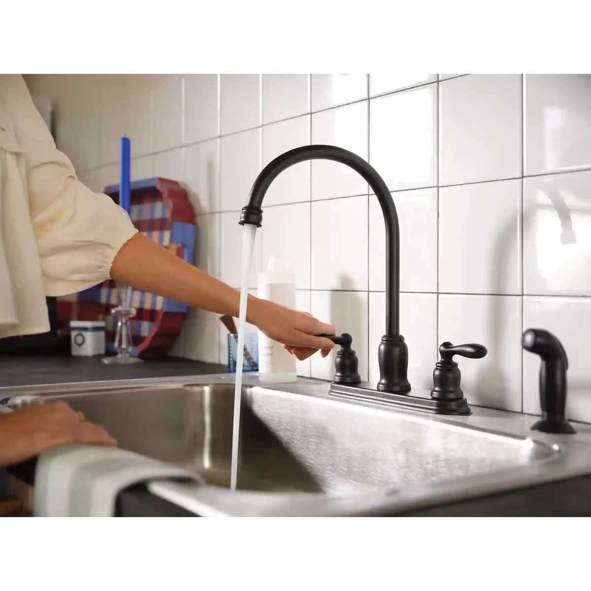 Caldwell Two-Handle High Arc Kitchen Faucet