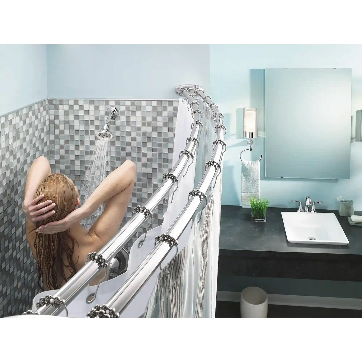 Moen Curved Shower Rods Adjustable Double Curved Shower Rod