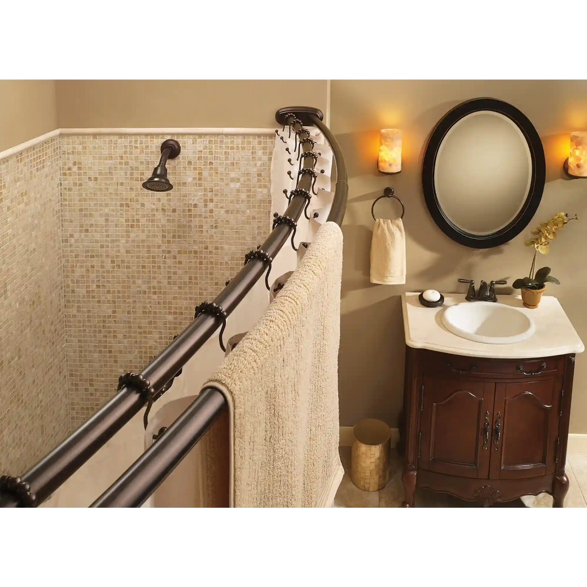 Moen Chrome adjustable curved shower rod