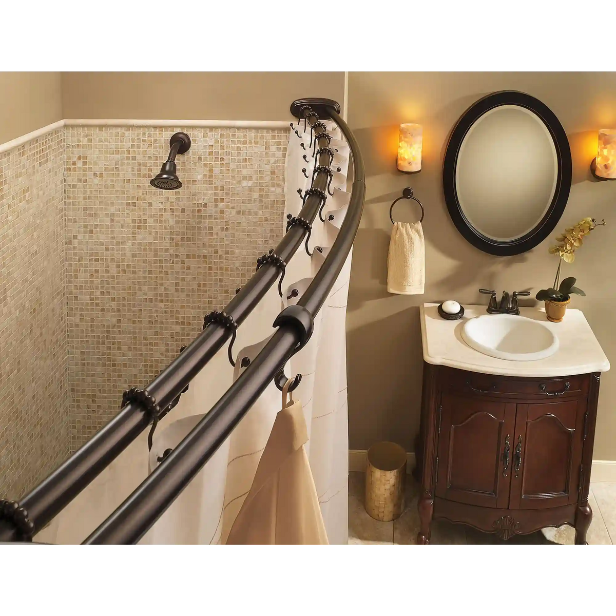 Moen Chrome adjustable curved shower rod