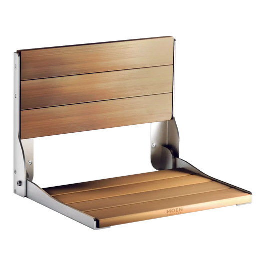 Moen Home Care Stainless and Teak Folding Shower Seat
