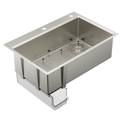 Luxe Chef™ 33” Workstation System Steel Dual Mount Single Bowl Sink
