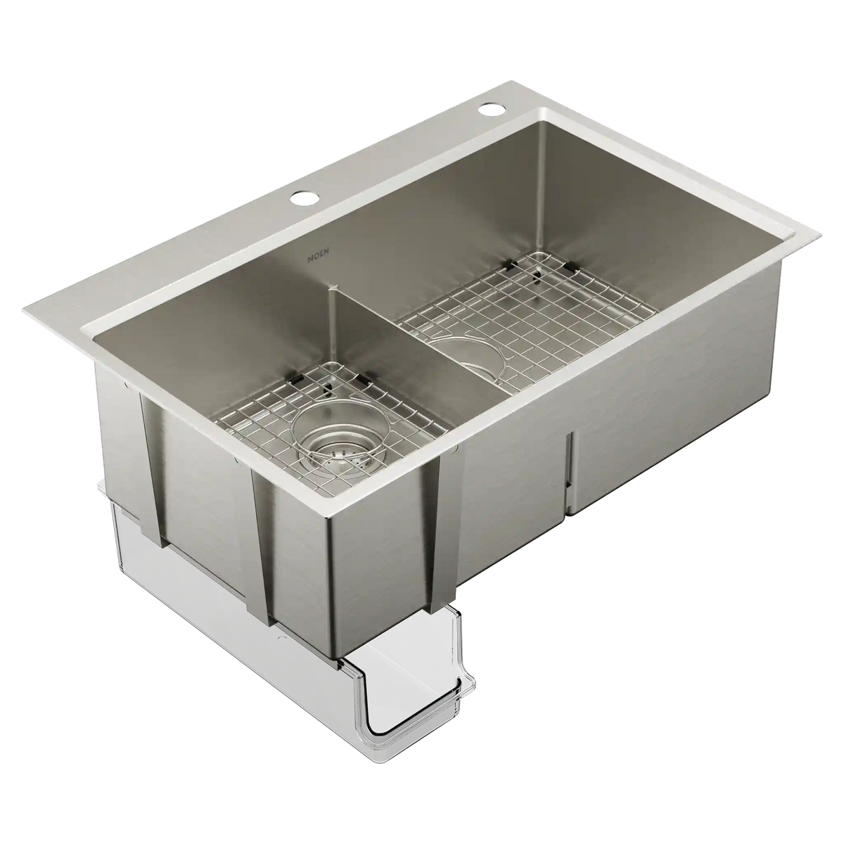 Luxe Chef™ 33” Workstation System Steel Dual Mount Double Bowl Sink