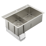 Luxe Chef™ 33” Workstation System Steel Dual Mount Double Bowl Sink
