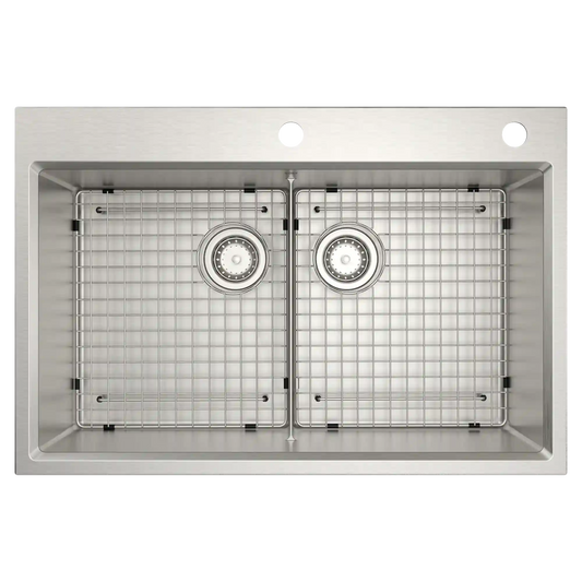 Luxe Chef™ 33” Workstation System Steel Dual Mount Double Bowl Sink