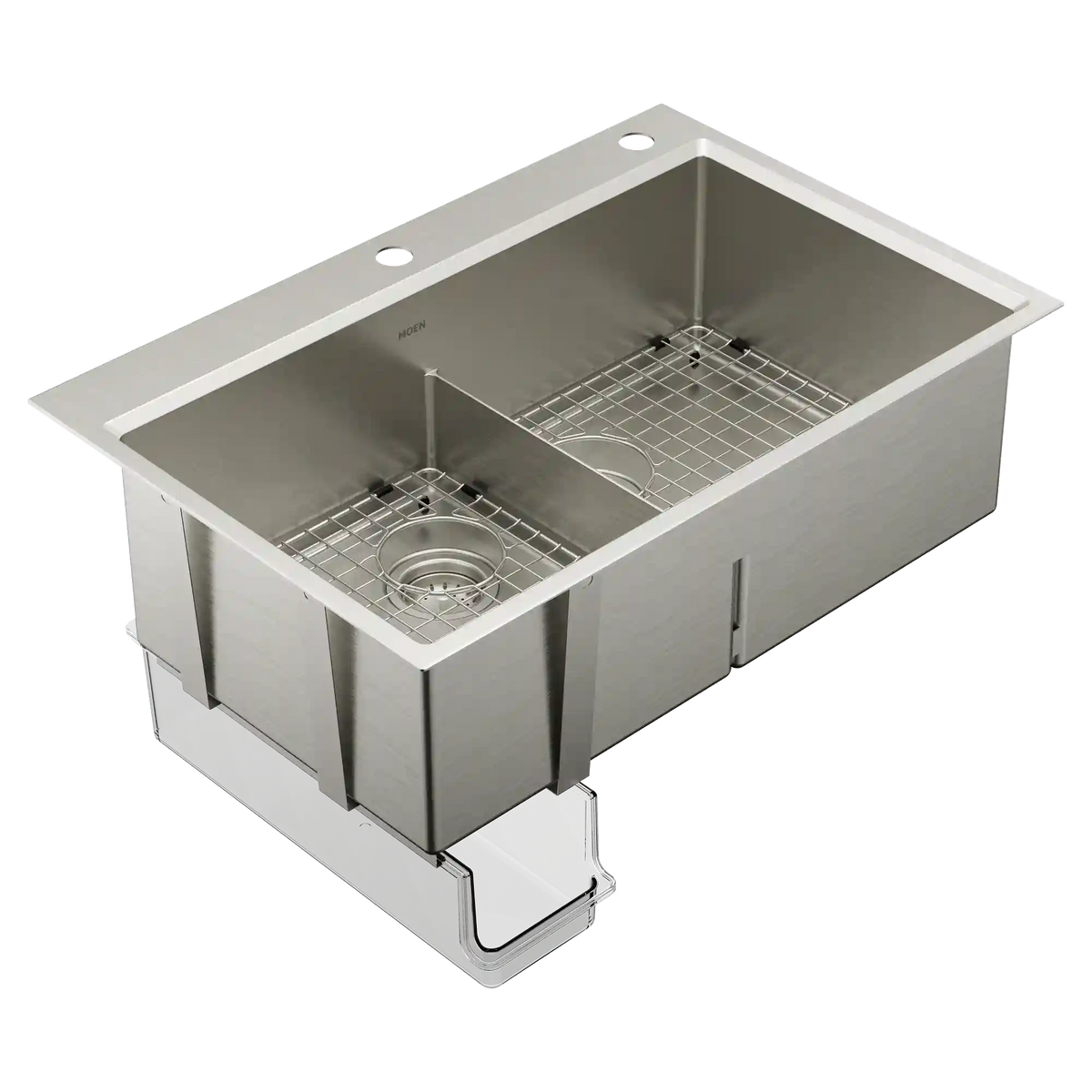 Luxe Chef™ 33” Workstation System Steel Dual Mount Double Bowl Sink