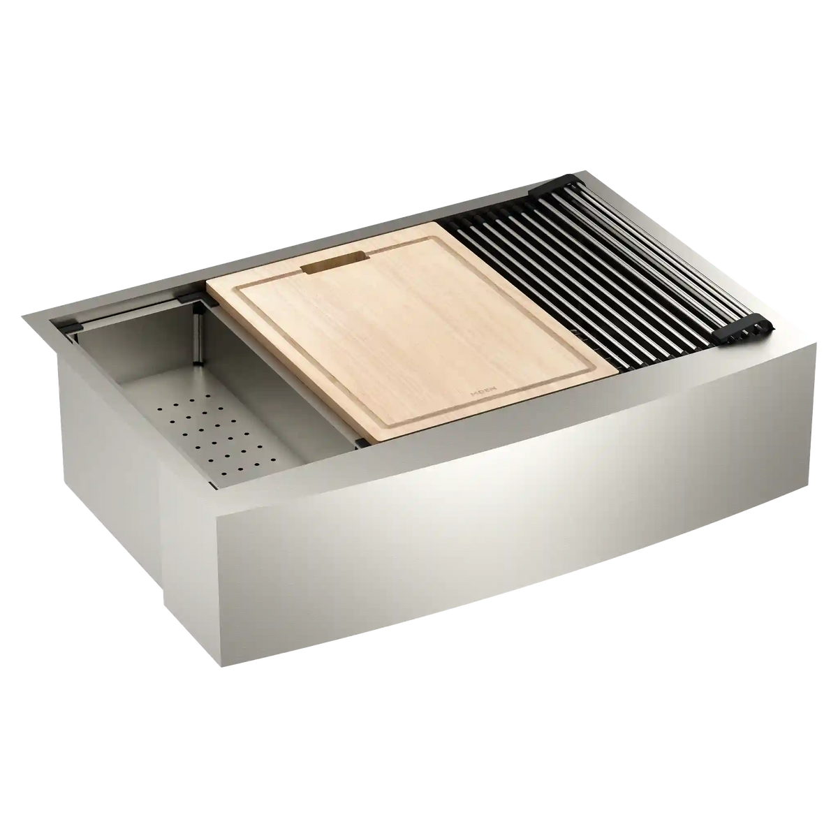Luxe Chef 33" Workstation Steel Undermount Apron Front Single Bowl Sink with Accessories