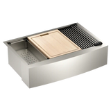Luxe Chef 33" Workstation Steel Undermount Apron Front Single Bowl Sink with Accessories