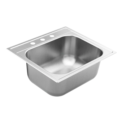 1800 Series 25"x22" 18 Gauge Single Bowl Drop In Sink