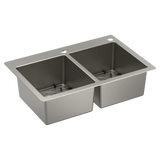 Prep 33" Steel Dual Mount Double Bowl Sink