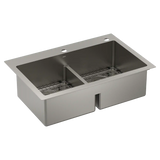 Prep 33" Steel Dual Mount Double Bowl Sink