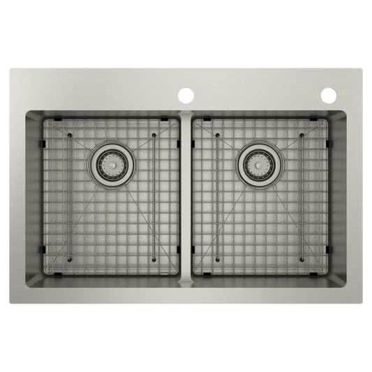 Prep 33" Steel Dual Mount Double Bowl Sink