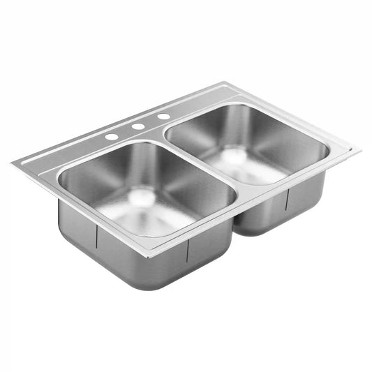 DISCONTINUED 1800 Series 33"x22" stainless steel 18 gauge double bowl drop in sink