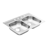2000 Series 33"x22" Steel 20 Gauge Double Bowl Drop In Sink