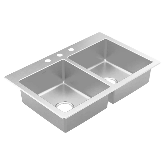 Prep 33" Steel Drop-In Double Bowl Sink