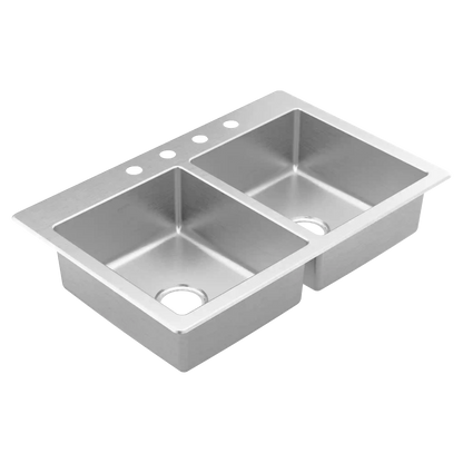 Prep 33" Steel Drop-In Double Bowl Sink