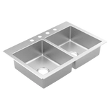 Prep 33" Steel Drop-In Double Bowl Sink