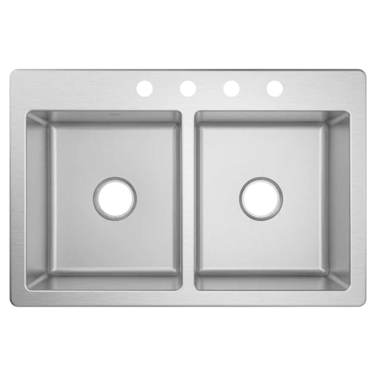Prep 33" Steel Drop-In Double Bowl Sink