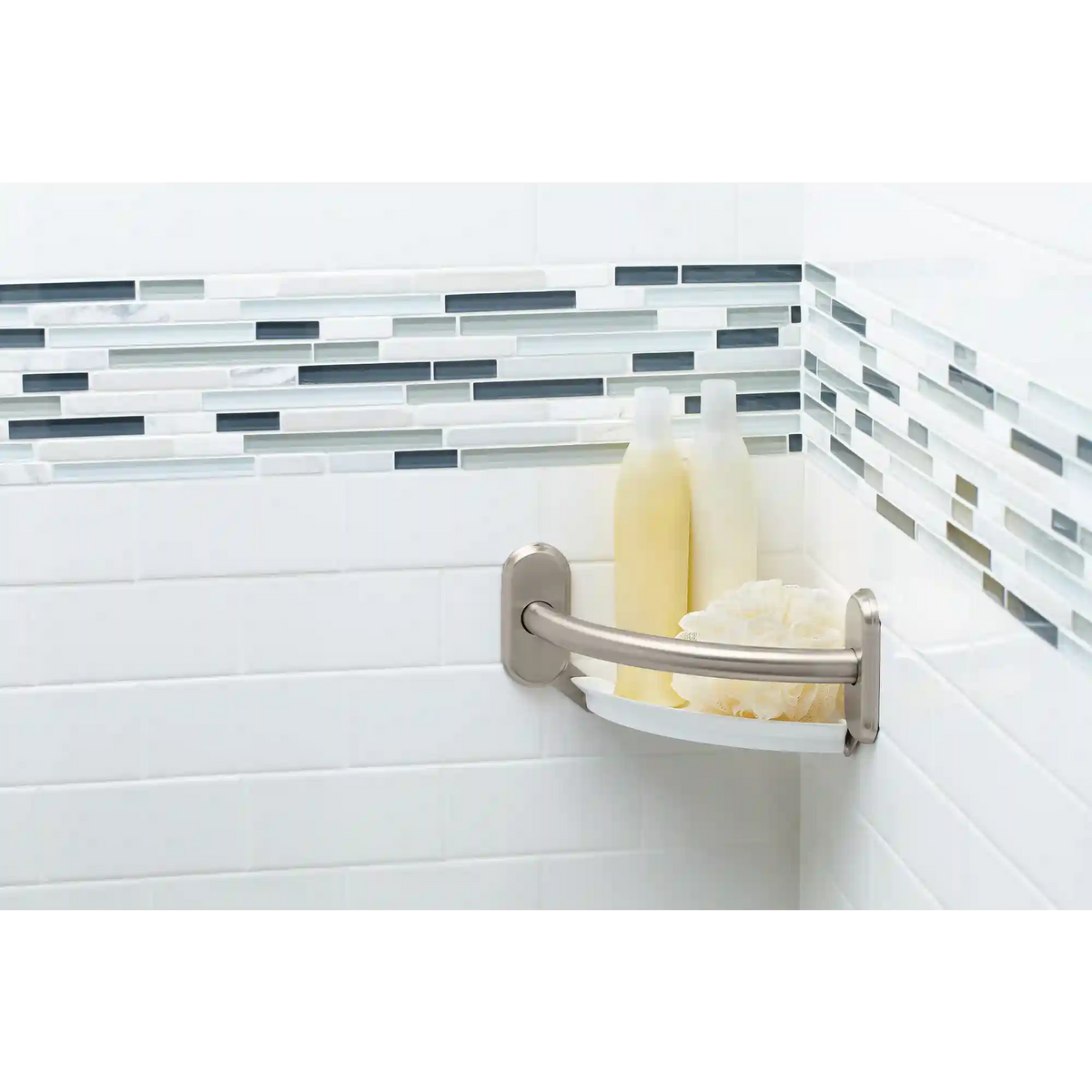 9" Grab Bar with Corner Shelf
