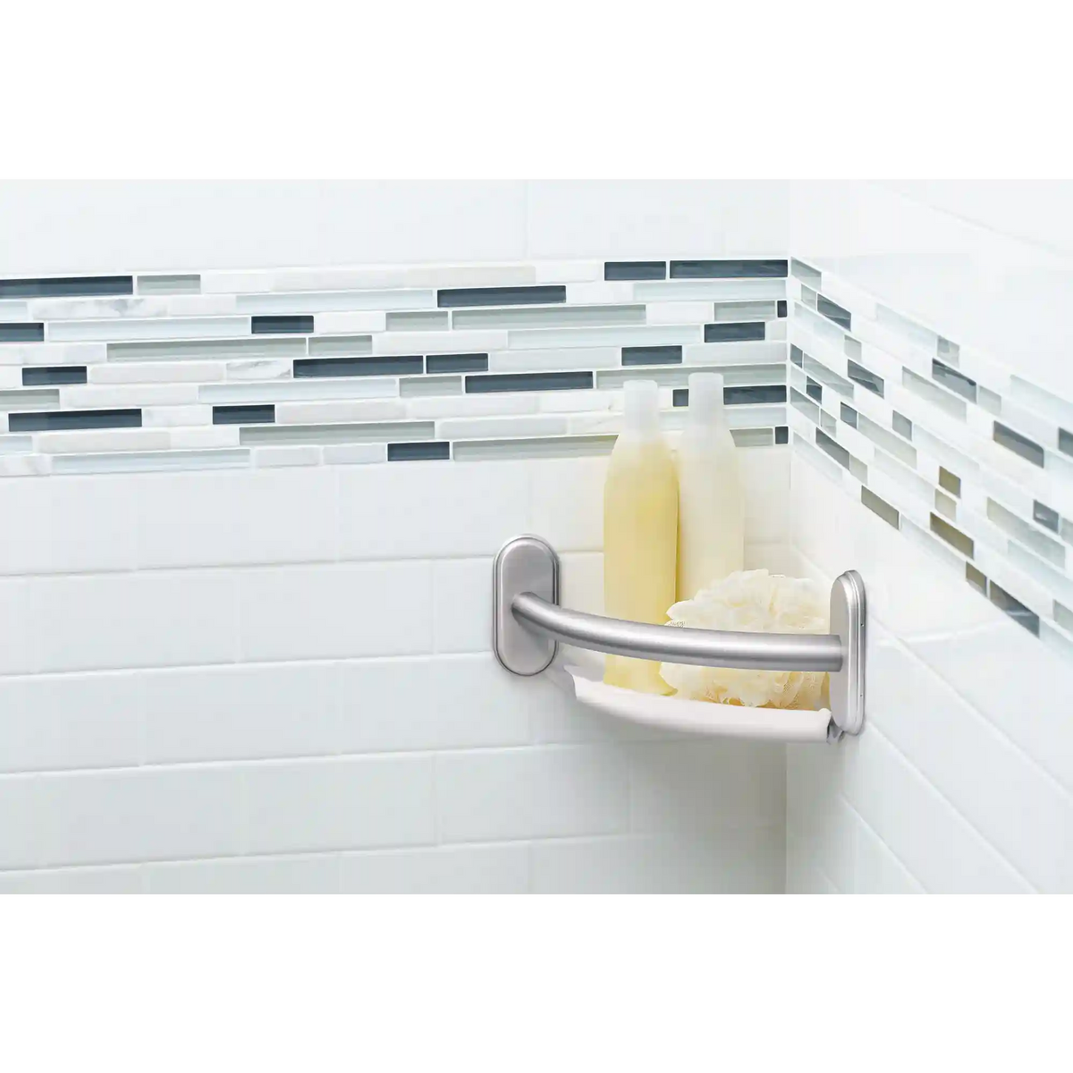 9" Grab Bar with Corner Shelf