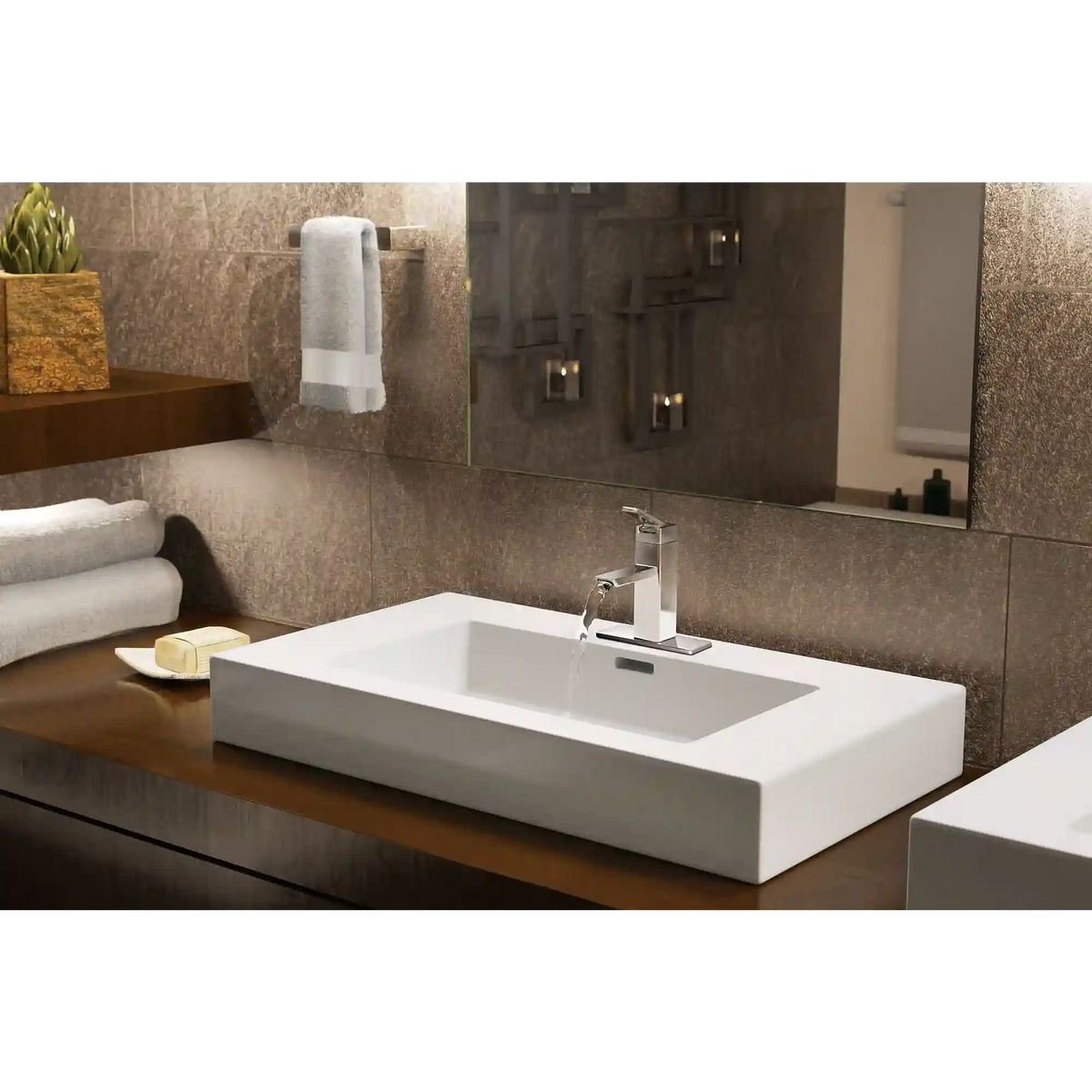 90 Degree One-Handle Low Arc Bathroom Faucet