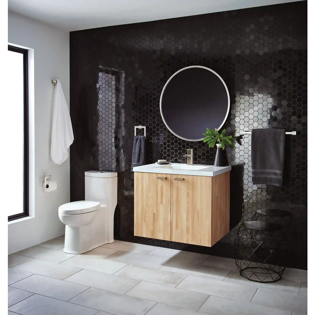 90 Degree One-Handle Low Arc Bathroom Faucet