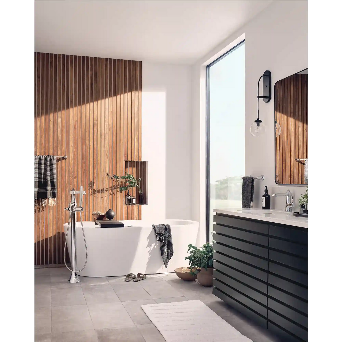 Flara One-Handle Tub Filler Includes Hand Shower