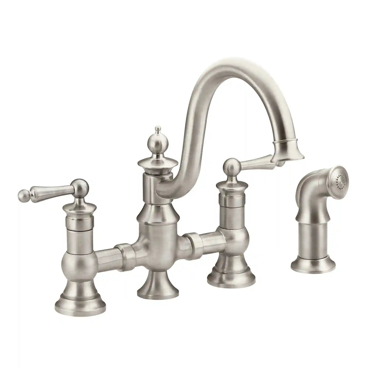 Waterhill Two-Handle High Arc Bridge Kitchen Faucet