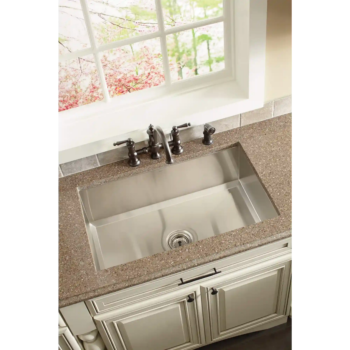Waterhill Two-Handle High Arc Bridge Kitchen Faucet