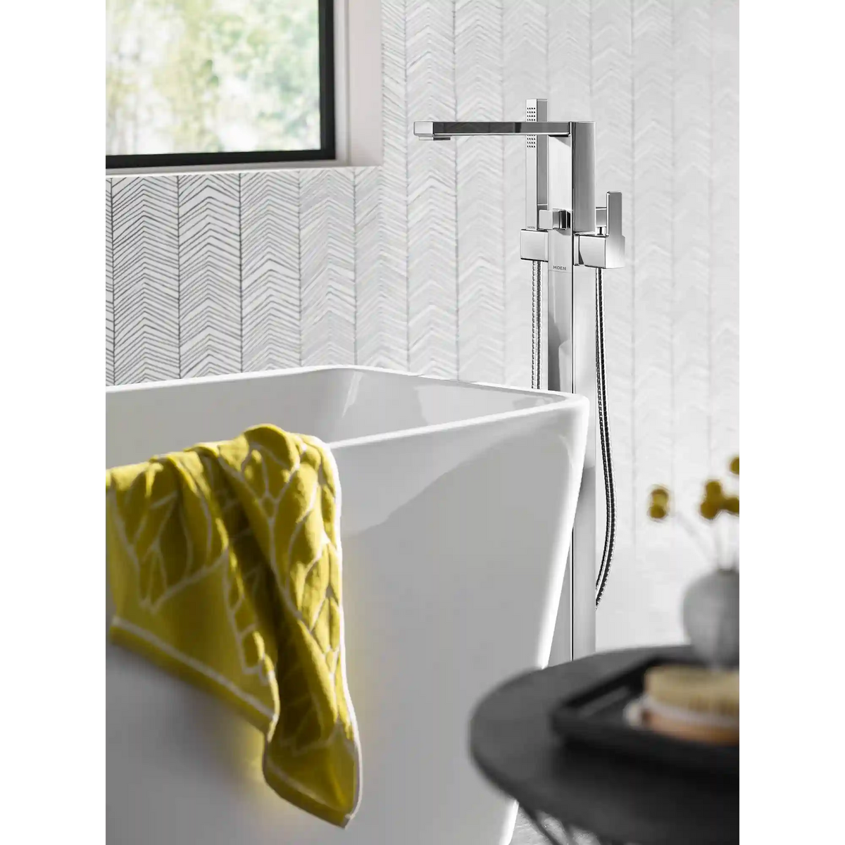 90 Degree One-Handle Tub Filler Includes Hand Shower