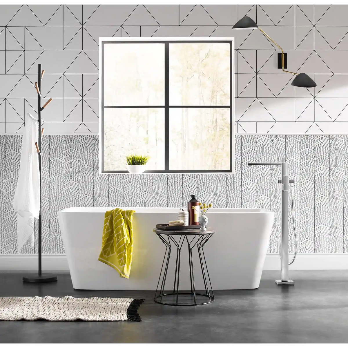 90 Degree One-Handle Tub Filler Includes Hand Shower