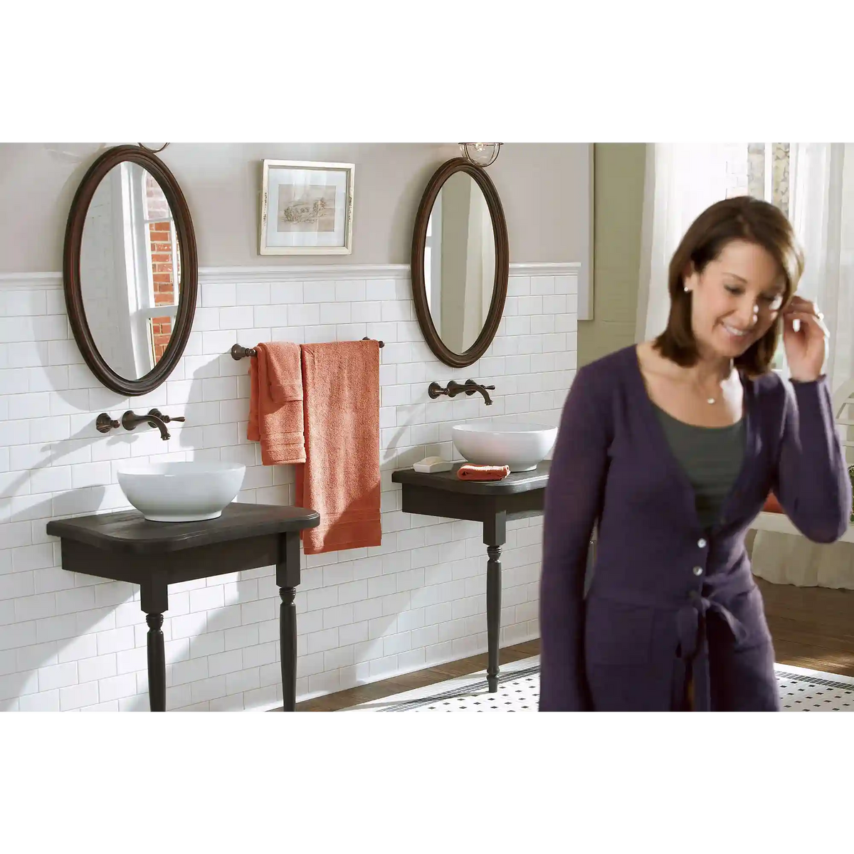 Kingsley Two-Handle Low Arc Wall Mount Bathroom Faucet