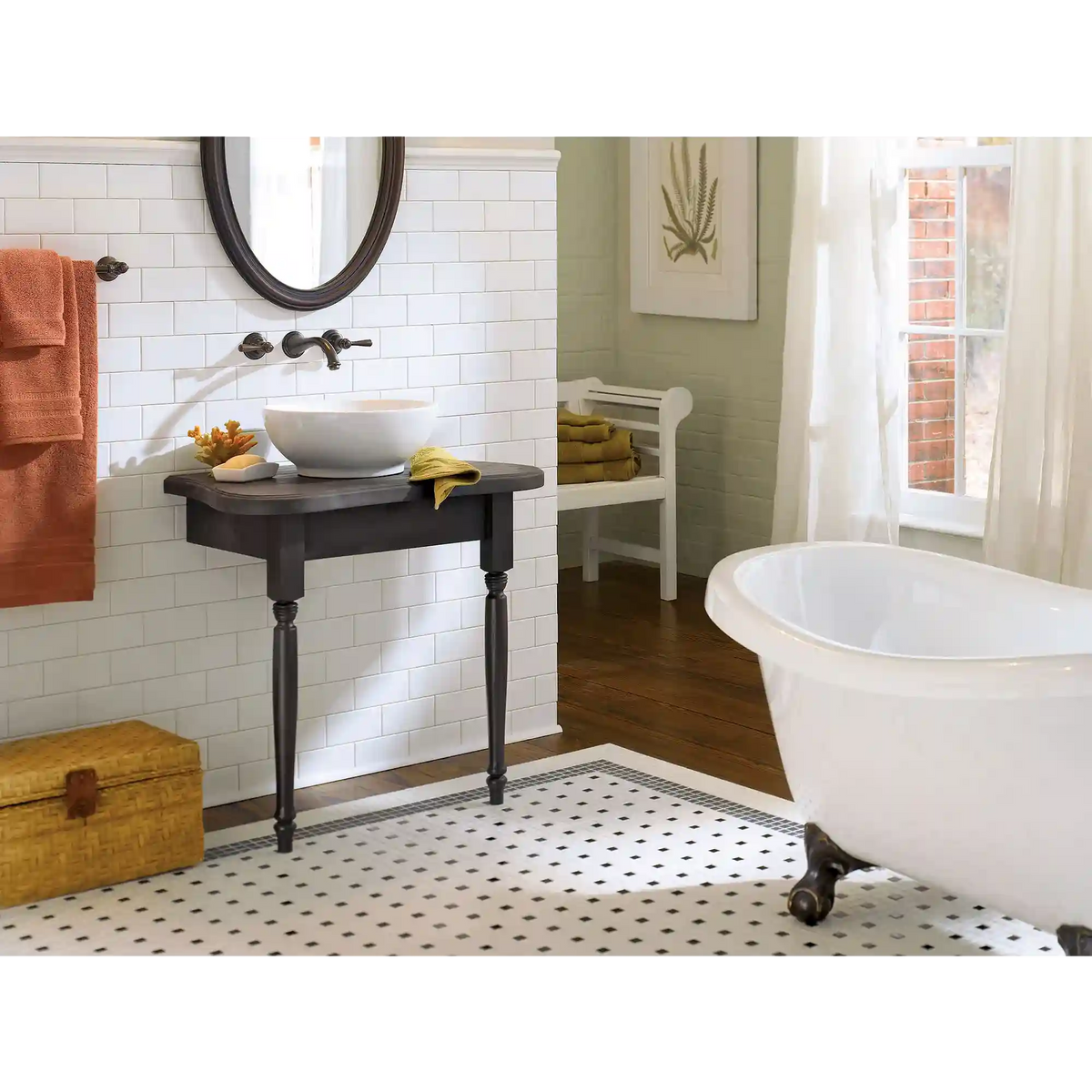 Kingsley Two-Handle Low Arc Wall Mount Bathroom Faucet