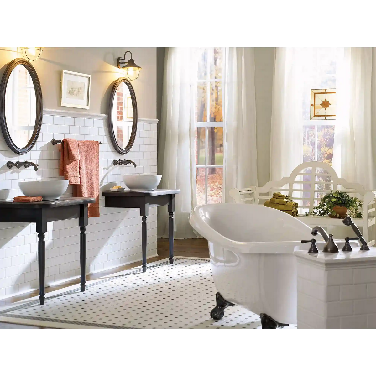 Kingsley Two-Handle Low Arc Wall Mount Bathroom Faucet